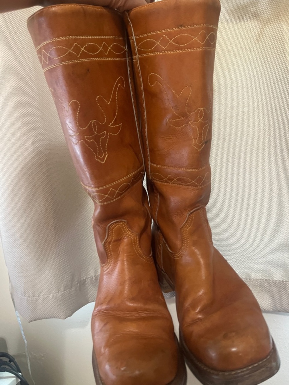 Vintage Leather Longhorn Campus Boots made in USA! - Picture 2 of 5